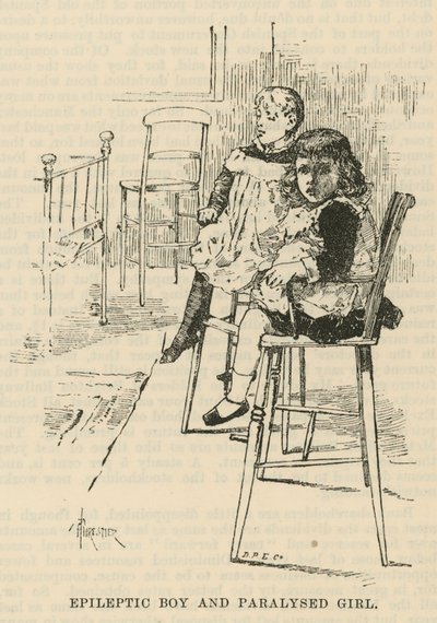 West End Hospital for Paralysis and Epilepsy, Welbeck Street, London: Epileptisk pojke och förlamad flicka av Amedee Forestier