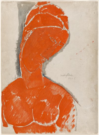 Kvinnlig byst i rött av Amedeo Modigliani