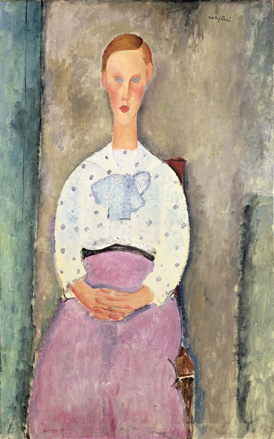 Flicka med en prickig blus, 1919 av Amedeo Modigliani