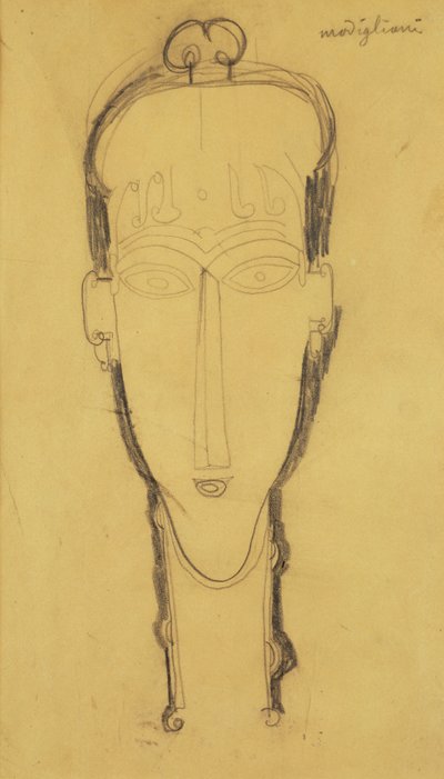 Chef för en karyatid i en huvudklänning, 1911 av Amedeo Modigliani