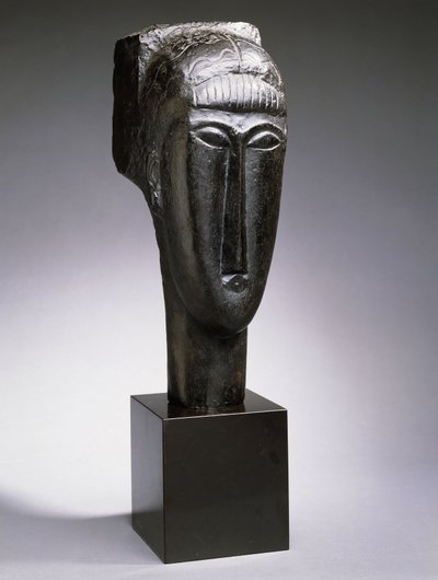 Huvud av en kvinna med lugg; Tete de Femme a la Frange, 1912 av Amedeo Modigliani