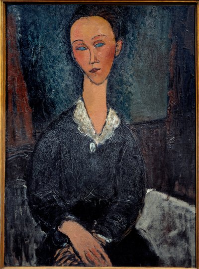 La woman au col blanc Målning av Amedeo Modigliani (1884-1920) 1900-talets sön. 0,92x0,6 m Grenoble, musee des Beaux Arts av Amedeo Modigliani