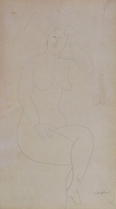 Naken stående flicka (korsade ben) av Amedeo Modigliani