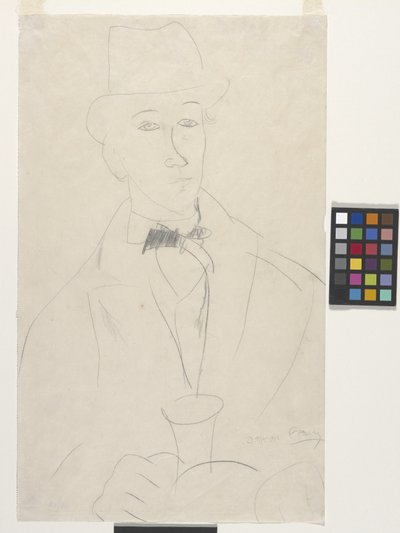 Porträtt av konstnären, Othon Friesz (penna på vitt papper) av Amedeo Modigliani