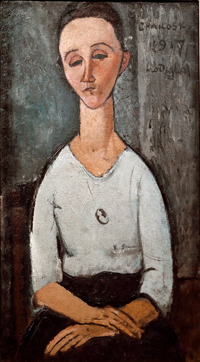 Porträtt av fru Chakoska. Målning av Amedeo Modigliani (1884-1920) av Amedeo Modigliani