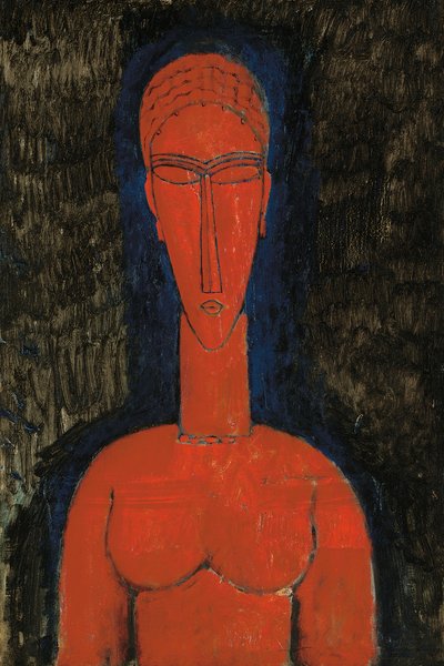 Röd byst, karyatid, 1913 av Amedeo Modigliani