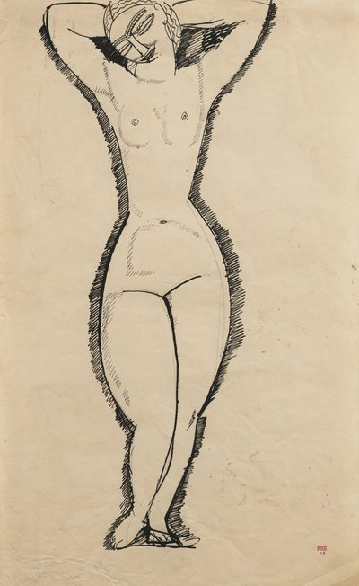 Stående naken med upphöjda armar (Anna Akhmatova av Amedeo Modigliani