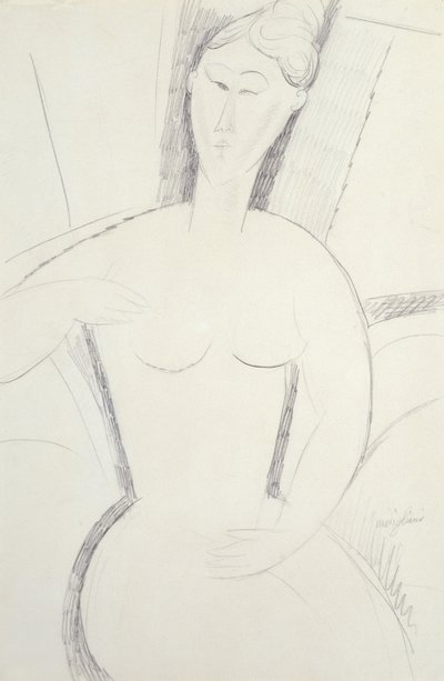 Kvinna som sitter ner (penna) av Amedeo Modigliani
