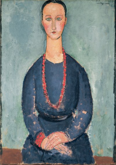 Kvinna med ett rött halsband, 1918 av Amedeo Modigliani