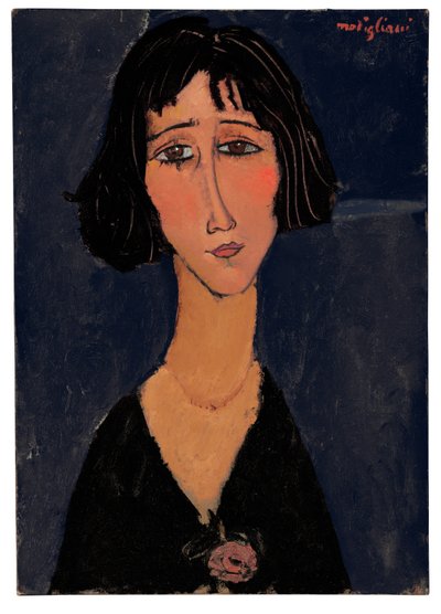 Ung kvinna med ros av Amedeo Modigliani