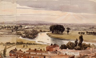 Panoramautsikt över landskapet, ca 1804 (akvarell) av Amelia Long