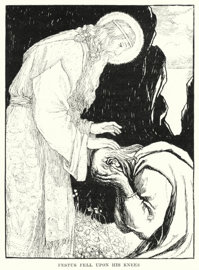 Festus föll på knä (gravyr) av Amelia M. (attr.to) Bowerley or Bauerle