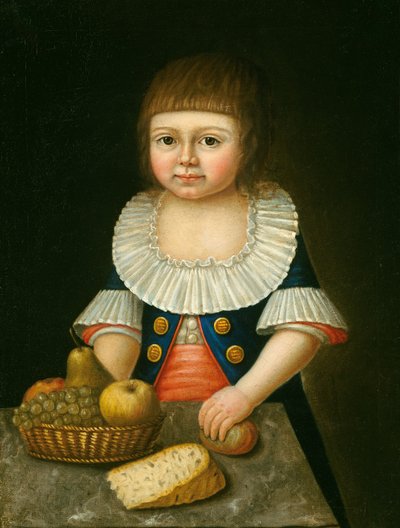 Pojke med en fruktkorg av American 18th Century