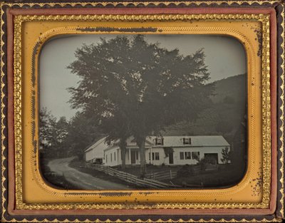Hus på en sluttning av American 19th Century