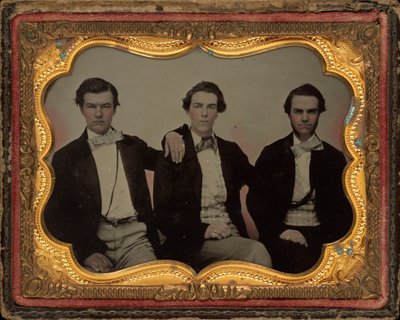 Porträtt av tre unga män av American 19th Century