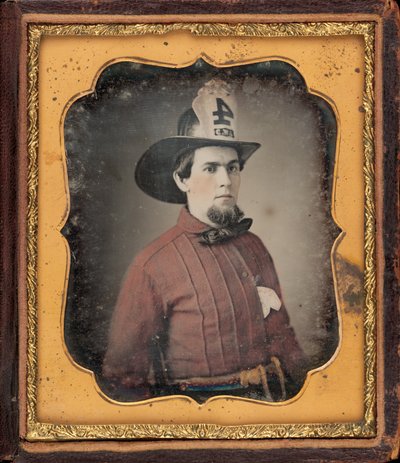 Porträtt av en brandman av American 19th Century