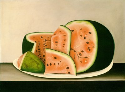 Vattenmelon på en tallrik av American 19th Century