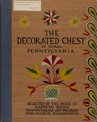 Omslag för den föreslagna portföljen "Decorated Chests of Rural Pennsylvania" av American 20th Century