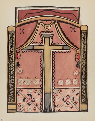 Skylt 13: Designs with Cross, Chimayo: Från portföljen "Spanska koloniala mönster i New Mexico" av American 20th Century