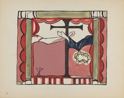 Skylt 14: Huvudaltartavla, Chimayo: Från portföljen "Spanska koloniala mönster i New Mexico" av American 20th Century