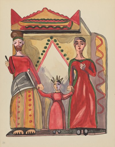 Tavla 28: Den heliga familjen: Från portföljen "Spanska kolonialdesigner i New Mexico" av American 20th Century
