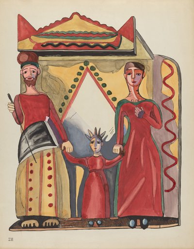 Tavla 28: Den heliga familjen: Från portföljen "Spanska kolonialdesigner i New Mexico" av American 20th Century