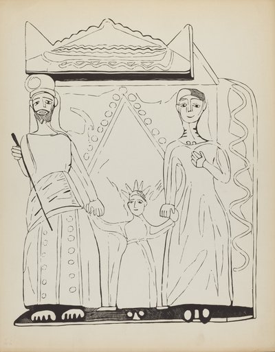 Tavla 28: Den heliga familjen: Från portföljen "Spanska kolonialdesigner i New Mexico" av American 20th Century