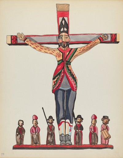 Skylt 29: Saint Acacius: Från portföljen "Spanska kolonialdesigner i New Mexico" av American 20th Century