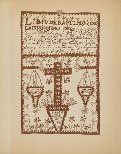 Platta 2: Jemez dopbok: Från portföljen "Spanska kolonialdesigner i New Mexico" av American 20th Century