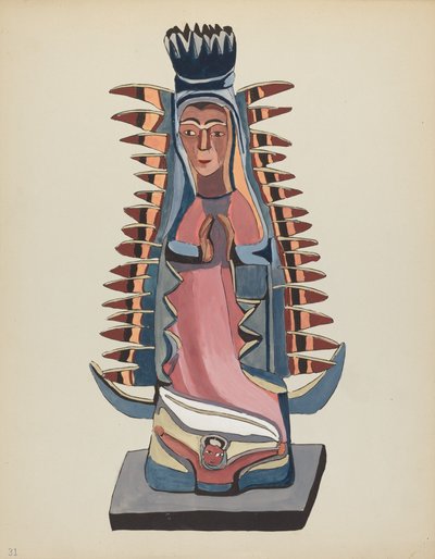 Skylt 31: Our Lady of Guadalupe: Från portföljen "Spanska koloniala mönster i New Mexico" av American 20th Century