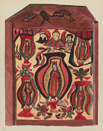 Skylt 32: Our Lady of Guadalupe: Från portföljen "Spanska kolonialdesigner i New Mexico av American 20th Century