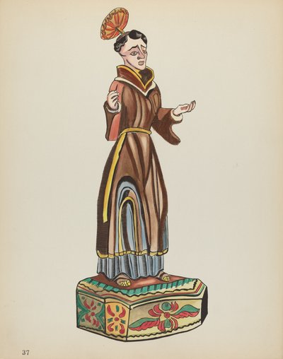 Skylt 37: Saint Anthony: Från portföljen "Spanska kolonialdesigner i New Mexico" av American 20th Century