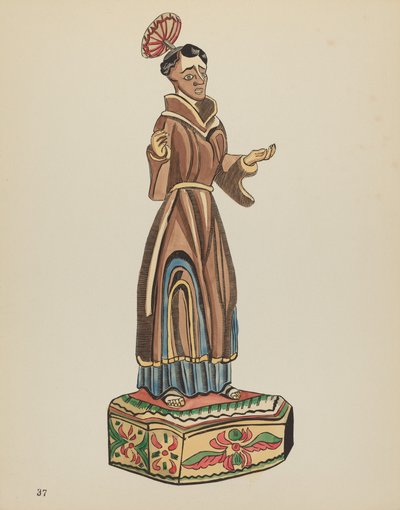 Skylt 37: St. Anthony Bulto: Från portföljen "Spanska kolonialdesigner i New Mexico av American 20th Century