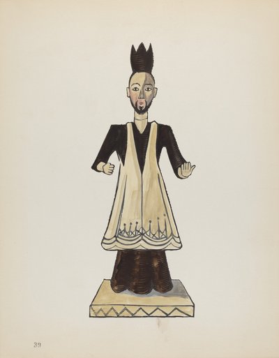 Skylt 39: Saint John Nepomuk: Från portföljen "Spanska koloniala mönster i New Mexico" av American 20th Century
