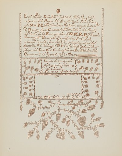 Plåt 3: Pecos Book of Visitations: Från portföljen "Spanska kolonialdesigner i New Mexico" av American 20th Century