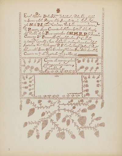Plåt 3: Pecos Book of Visitations: Från portföljen "Spanska kolonialdesigner i New Mexico" av American 20th Century