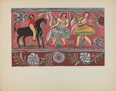 Skylt 42: Målad bröstdesign: Från portföljen "Spanska koloniala mönster i New Mexico" av American 20th Century