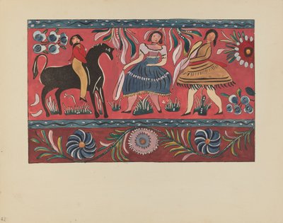 Skylt 42: Målad bröstdesign: Från portföljen "Spanska koloniala mönster i New Mexico" av American 20th Century