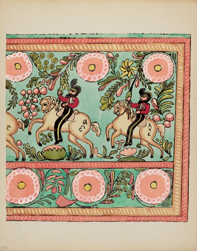 Skylt 43: Målad bröstdesign: Från portföljen "Spanska koloniala mönster i New Mexico" av American 20th Century