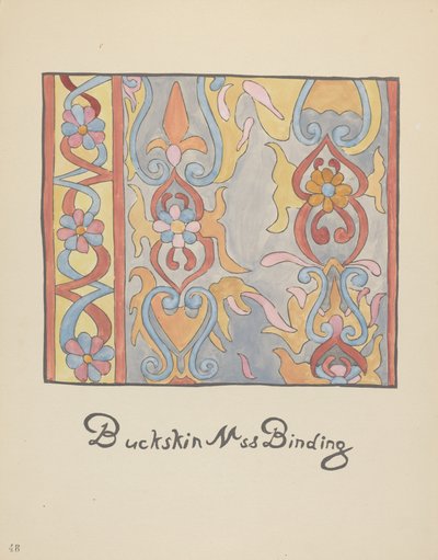 Skylt 48: Buckskin Design: Från Portfolio "Spanska koloniala mönster i New Mexico" av American 20th Century