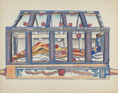 Plåt 4: Kristus i graven: Från portföljen "Spanska kolonialdesigner i New Mexico" av American 20th Century