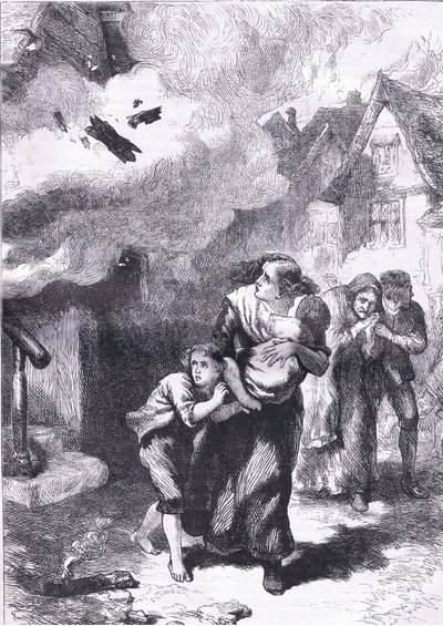 Incident in the Burning of Norfolk, illustration från Cassells History of the United States publicerad av Cassell, Petter & Galpin, c.1900 (litho) av American English school