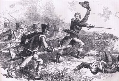 Pakenham leder attacken av New Orleans, illustration från Cassells History of the United States publicerad av Cassell, Petter & Galpin, c.1900 (litho) av American English school