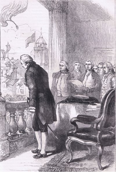 Installationen av Washington, illustration från Cassells History of the United States publicerad av Cassell, Petter & Galpin, c.1900 (litho) av American English school