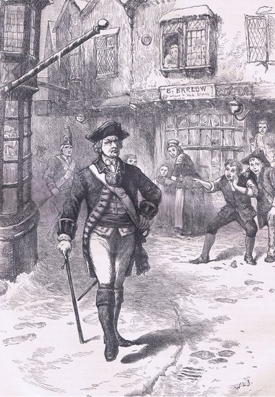 Officeren och frisörens pojke, illustration från Cassells History of the United States publicerad av Cassell, Petter & Galpin, c.1900 (litho) av American English school