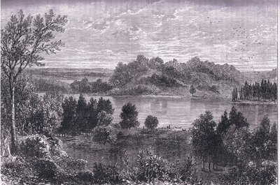 The valley of the Mississippi, illustration från Cassells History of the United States publicerad av Cassell, Petter & Galpin, c.1900 (litho) av American English school