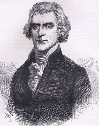 Thomas Jefferson, illustration från Cassells History of the United States publicerad av Cassell, Petter & Galpin, c.1900 (litho) av American English school