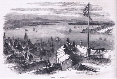 View in Quebec, illustration från Cassells History of the United States publicerad av Cassell, Petter & Galpin, c.1900 (litho) av American English school