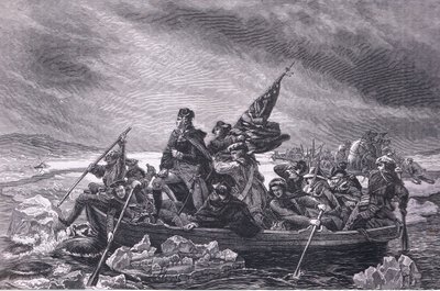 Washington korsar Delaware, illustration från Cassells History of the United States publicerad av Cassell, Petter & Galpin, c.1900 (litho) av American English school