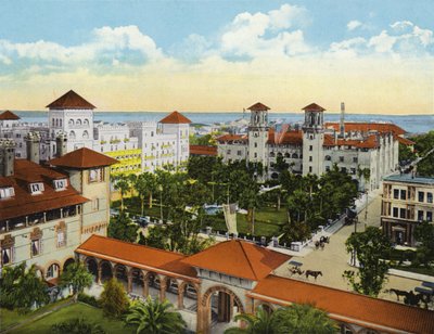 Fågelperspektiv över hotell i Alcazar och Cordova från Ponce de Leon, St Augustine, Florida (foto) av American Photographer (after)